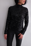 Blusa Gola Alta Bordada Luna - Preta
