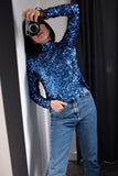 Blusa Gola Alta Bordada Luna - Azul