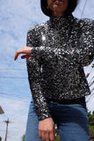 Blusa Gola Alta Bordada Luna - Prata