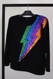 Blusa Manga Longa Bordada Raio - Preto