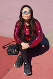 Blusa Manga Longa Bordada Sole - Vermelho e Pink
