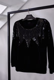 Blusa Veludo Bordada Sevilha - Preto