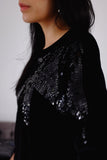 Blusa Veludo Bordada Sevilha - Preto