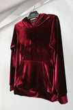 Blusa Capuz Veludo Verena - Bordeaux