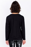 Blusa Manga Longa Bordada Guitarras - Preto