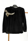Blusa Manga Longa Bordada Cobra - Preto