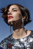 Brinco Strass Stars - Níquel