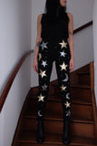 Calça Skinny Bordada Star - Dourado e Prata