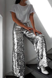 Calça Pantalona Bordada Sole - Prata