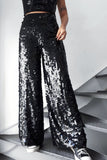 Calça Pantalona Bordada Sole - Preto