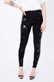 Calça Skinny Bordada Waves - Preto