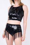 Hot Pant Bordada Vega - Preto