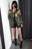 Jaqueta Bomber Bordada Waves - Verde