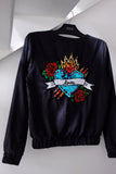 Jaqueta Bomber Bordada Love - Preto