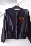 Jaqueta Bomber Bordada Love - Preto