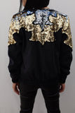 Jaqueta Bomber Bordada Waves - Preta