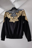 Jaqueta Bomber Bordada Waves - Preta