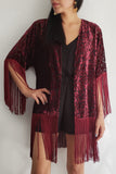 Kimono Onça Velvet - Bordeaux