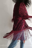 Kimono Onça Velvet - Bordeaux