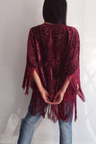 Kimono Onça Velvet - Bordeaux