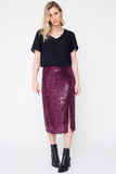Saia Midi Bordada Sole - Bordeaux