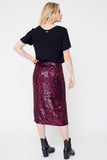 Saia Midi Bordada Sole - Bordeaux
