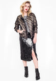 Saia Midi Bordada Sole - Preto
