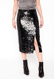 Saia Midi Bordada Sole - Preto