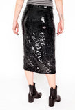 Saia Midi Bordada Sole - Preto