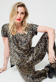 T-shirt Bordada Luna - Dourado com Grafite