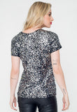 T-Shirt Bordada Luna - Prata com Grafite