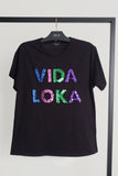 T-shirt Bordada Vida Loka - Preto