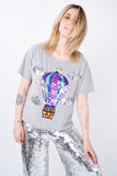 T-shirt Bordada Balão - Mescla