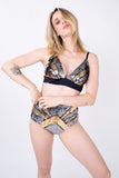 Top Bordado Concha - Grafite com Dourado