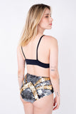 Top Bordado Concha - Grafite com Dourado