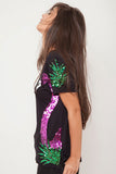 T-shirt Bordada Flamingos - Preto