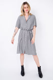 Vestido Chemise Listrado Lille - Preto e Branco