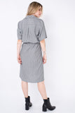 Vestido Chemise Listrado Lille - Preto e Branco